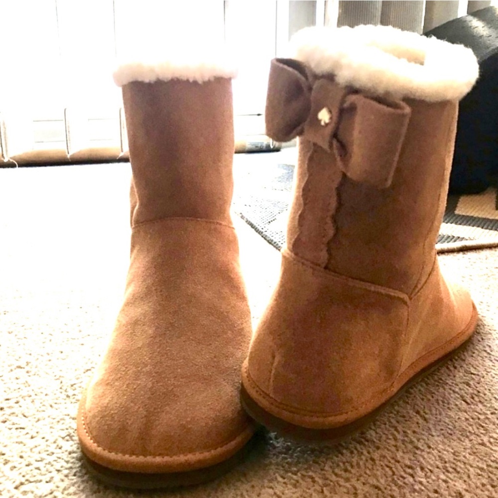 Kate Spade Boots, NIB, Nubuck Short Boots, Ugg type, Warm, Bow & Logo - Picture 8 of 11